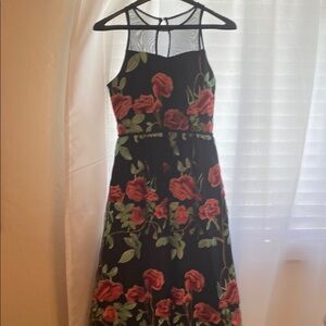 Floral Black and Red Dress